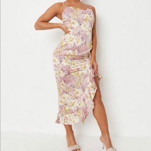 Floral midi dress with slit